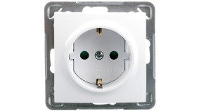Impresja Gniazdo Pojedyncze Z/U Schuko Z Przesłonami Białe Gp-1Ysp/M/00