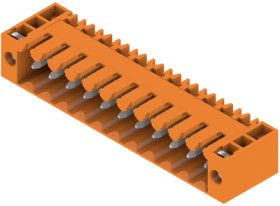 Pin header, 11 pole, pitch 3.5 mm, angled, orange, 1607130000