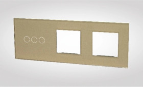 TouchMe Duży panel szklany, 1 x łącznik potrójny, 2 x ramka, złoty TM703728728G