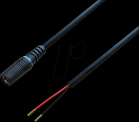 076104 DC cable connector, 2.1/5.5 mm, 2.0 m, 48 V, black
