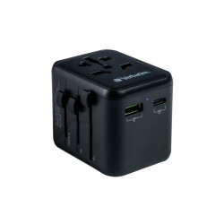 Adapter Zasilania Uniwersalny 100-250V + 1X USB/1X USB-C VERBATIM