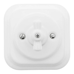 Włącznik światła podwójny obrotowy ceramiczny, kwadratowy z ramką, podtynkowy biały Ceramic Loft