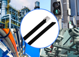 TRU COMPONENTS TC-12647628 Opaski kablowe stalowe 840 mm 7.9 mm AISI 304 z osłoną 100 szt.