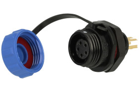 Gniazdo; SP1112/S5-C-FO; 5 torów; lutowany; 1,0mm2; 4-6,5mm; SP11; na panel; IP68; 3A; 125V; Weipu; RoHS; SP1112/S5-C