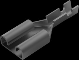 Uninsulated flat plug sleeve, 6.35 x 0.81 mm, 0.32 to 0.82 mm², AWG 22 to 18, brass, tin-plated, 42731-2