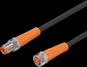 Sensor actuator cable, M8 cable plug, straight, A to M8 cable socket, straight, A, 4 pole/4 pole, 1 m, PUR, black, 3 A, EVC312