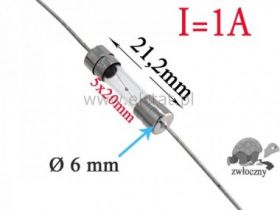 1,0A bezpiecznik szklany wolny; 5x20mm osiowy 2szt
