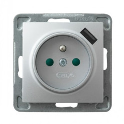 IMPRESJA Gniazdo pojedyncze z uziemieniem z przesłonami torów prądowych z ładowarką USB srebrny GP-1YZPUSB/m/18