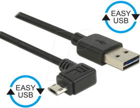 83853 Cable EASY-USB 2.0-A male&gt;Micro USB 2.0 m. angled l/r 2m