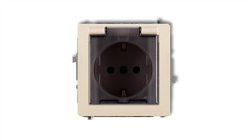 Deco Gniazdo Bryzgoszczelne Z/U Schuko (Klapka Dymna) Beżowy 1Dgpb-1Sdp