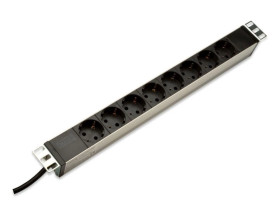 Listwa zasilająca PDU 19 Rack, 8x gniazdo schuko,2.0m, 1x wtyk unischuko, 16A, aluminiowa DN-95401