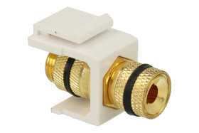 Adapter gniazdo / gniazdo; Keystone; 2960-2; gniazdo bananowe 4m-czarne; na przewód; zatrzaskowe; proste; biały; RoHS