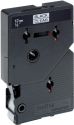 Labelling tape cartridge, 12 mm, tape transparent, font black, 7.7 m, TC-101