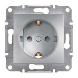 ASFORA Gniazdo pojedyncze SCHUKO z przesł. bez ramki aluminium EPH2900261