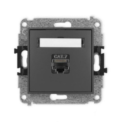 ICON Mechanizm gniazda komputerowego pojedynczego 1xRJ45, kat. 7, ekranowane, 8-stykowy grafitowy mat 28IGK-9