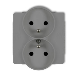 DECO Gniazdo podwójne do ramki z/u szary mat 27DGPR-2zp