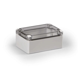 Obudowa Cubo D 80x120x56mm boki gładkie szare pokrywa przezroczysta IP67 ABS DABP081206T