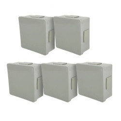 Puszka hermetyczna natynkowa 86x86x40mm 4-wlotowa, z dławikami gumowymi, IP55 zamknięcie na klik szara EDO 5 szt.