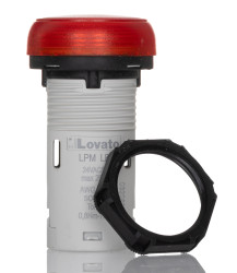 Kontrolka 24V Czerwony Lovato średnica wycięcia 22mm Montaż panelowy Śruba