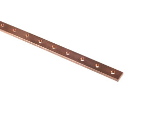 Szyna zbiorcza miedziana 12x4x1000mm perforowana M5 037389