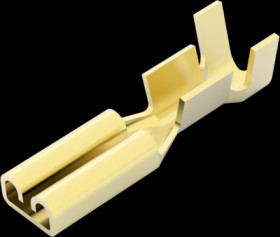 Uninsulated flat plug sleeve, 2.8 x 0.51 mm, 0.51 to 1.65 mm², AWG 22 to 16, brass, 626042-1