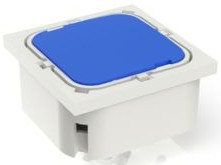 Short-stroke pushbutton, Form A (N/O), 100 mA/35 V, illuminated, blue, actuator (blue), 2.9 N, THT, 3.14.002.015/0000