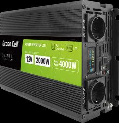 INVGC12P2000LCD Inverter, sine, 2000/4000 W, 12 V, earthing contact