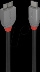 36621 USB 3.0 cable, USB-C connector to Micro B connector, 1.0 m