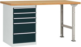 System banków komercyjnych COMBI model 7 z masywną płytą podstawy, szer. X gł. X wys. = 1500 x 700 x 840 mm Manuflex WC5