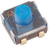 Short-stroke pushbutton, 1 Form A (N/O), 100 mA/16 V, unlit , actuator (silver, L 1.65 mm), 2.9 N, SMD, 7914J-1-000E