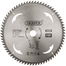 Draper 25782 TCT Circular Saw Blade for Wood, 315 x 30mm, 72T