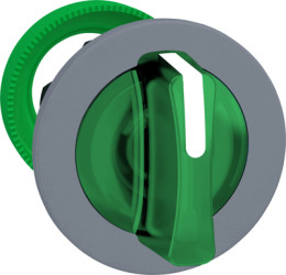 Toggle switch, 3 positions, illuminable, groping, waistband round, green, front ring gray, 45°, mounting Ø 30.5 mm, ZB5FK1833C0