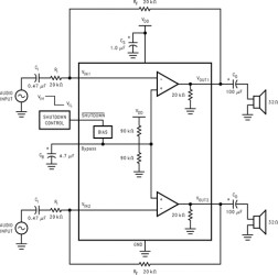 105-mW, stereo, analog input headphone amplifier with active-low shutdown mode