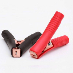 90 mm - 100A - Medium Battery Clamps - Crocodile Clips - 2 pcs - Black & Red
