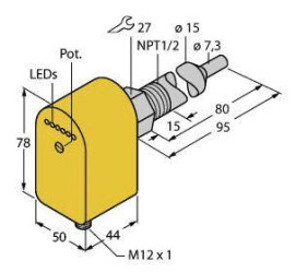 Turck 6871049 Czujnik zanurzeniowy FCS-N1/2A4P-LIX-H1141/L080, 19.2 - 28.8 V/DC, 1 szt.