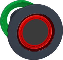 Pushbutton, for universal LED, illuminable, waistband round, red, front ring dark gray, mounting Ø 30.5 mm, ZB5FW943