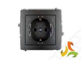 DECO Gniazdo pojedyncze z uziemieniem schuko (przesłony torów prądowych) grafitowy 11DGP-1sp KARLIK