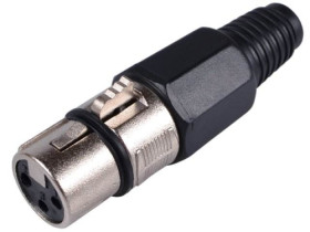 Gniazdo mikrofonowe na przewód XLR 3 pin, czarne