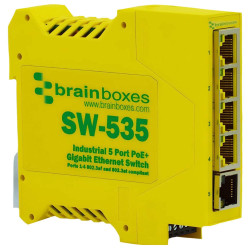 Brainboxes SW-535 Industrial 5 Port PoE&#x2B; Gigabit Ethernet Switch