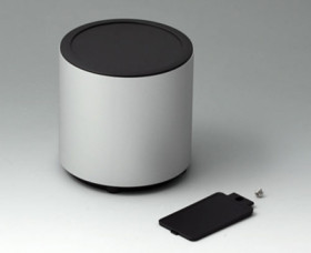 Aluminum enclosure, (Ø x H) 100 x 100 mm, black (RAL 9005), IP40, ER109059