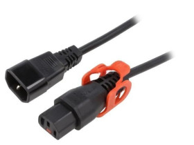 SCHAFFNER-815244 Kabel IEC C13 żeński, IEC C14 męski 3m z blokadą IEC LOCK