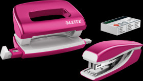 55612023 NeXXt WOW Mini Stapler and Hole Punch Set, pink