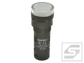 Kontrolka AD16-16E/W-230VAC;16mm; biała;podśw.LED 230V;IP40;ONPOW