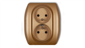 Trend Gniazdo Podwójne Z/U Złoty Metalik 8Gp-2Zp