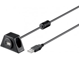 Przedłużacz USB 2.0 Hi-Speed z uchwytem montażowym 0,6 m, Czarny