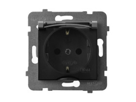 ARIA Gniazdo hermetyczne z uziemieniem schuko IP-44 wieczko przezroczyste szary mat GPH-1US/m/70/d OSPEL