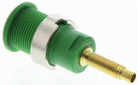 Gniazdo bananowe Żeński Połączenie lutowane typ Gniazdo bananowe Zielony 32A Staubli rozmiar 4 mm