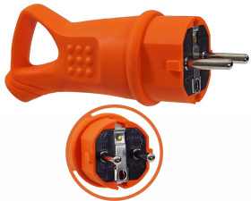 Wtyczka gumowa 16A 230V IP44 z uchwytem pomarańczowa AEI602297-O