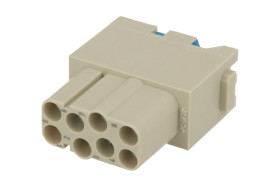 Gniazdo; Han EE; 09140082733; 8 torów; poliwęglan; proste; zaciskany; 16A; 400V; szary; 0,5÷2,5mm2; Harting; RoHS