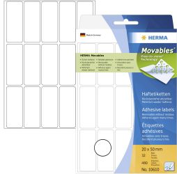 Herma 10610 Etykieta uniwersalna 20 x 50 mm Papier biały 480 szt. Z możliwością usunięcia Drukarka etykiet